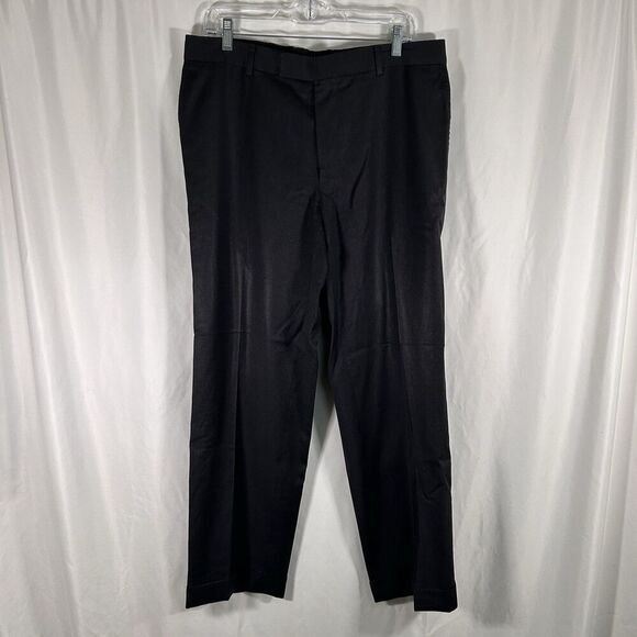Boss Hugo Boss Virgin Wool Pants Men's 34x29 Black Button Zip Flat Front - Picture 1 of 8